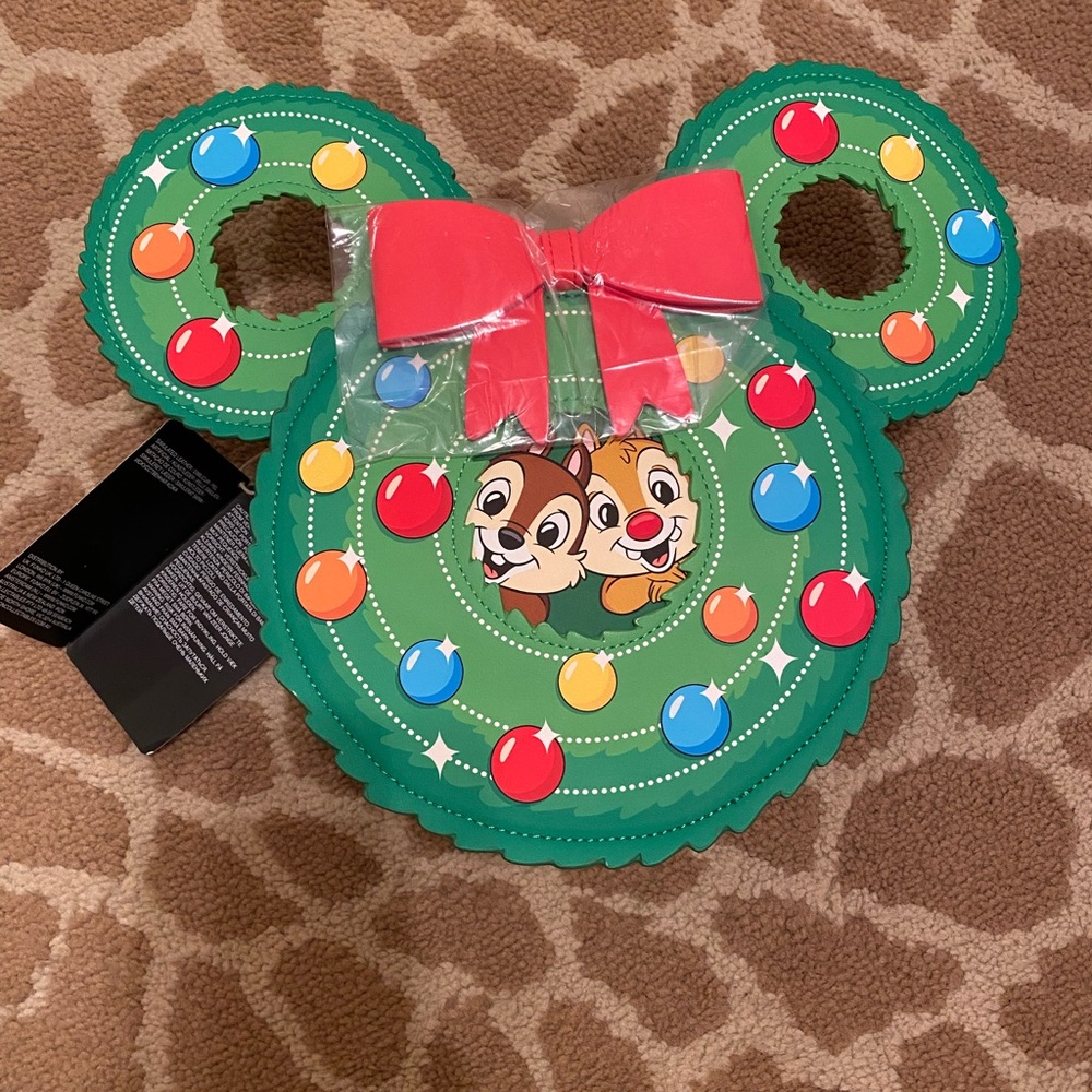 Disney loungefly chip and dale wreath crossbody
